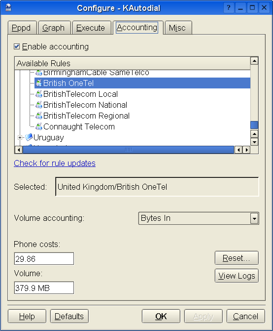 The Accounts Accounting tab